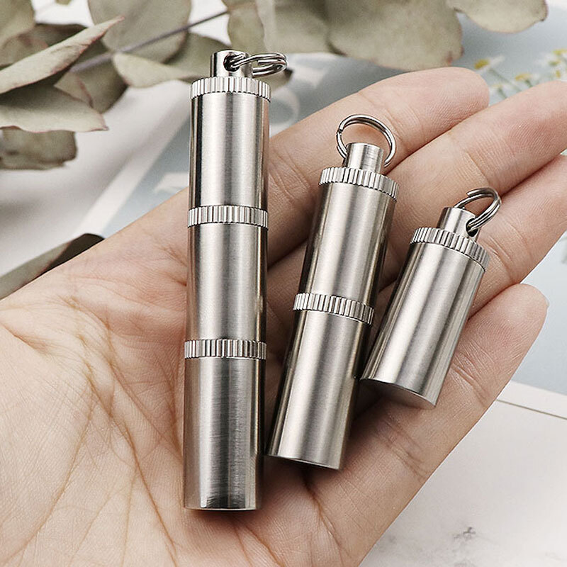 Titanium Alloy Moisture Proof Seal Storage Box Keychain Portable Container EDC