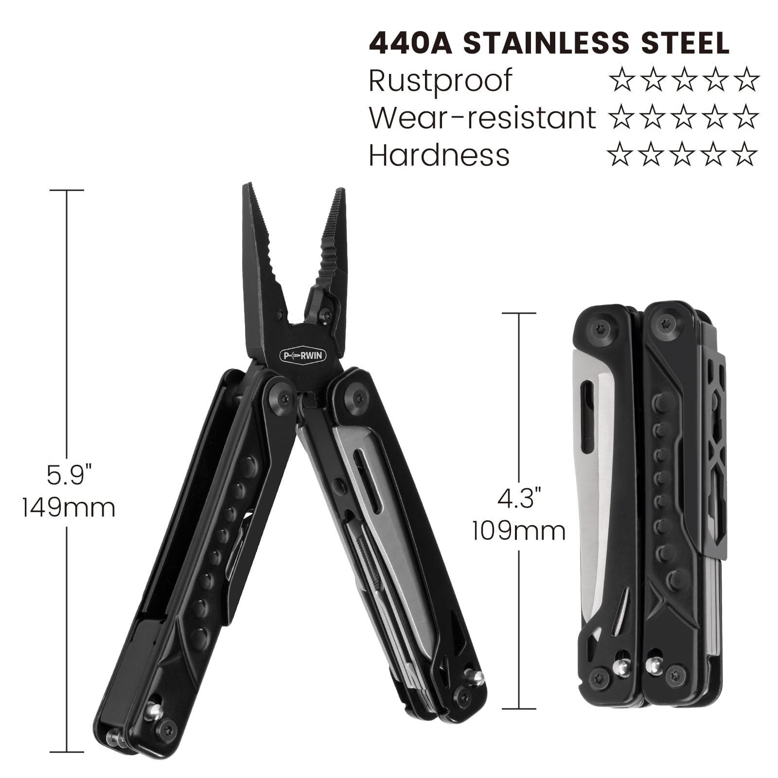 20-in-1 Stainless Steel Multitool Pliers with Sheath, Locking, Survival & Campin