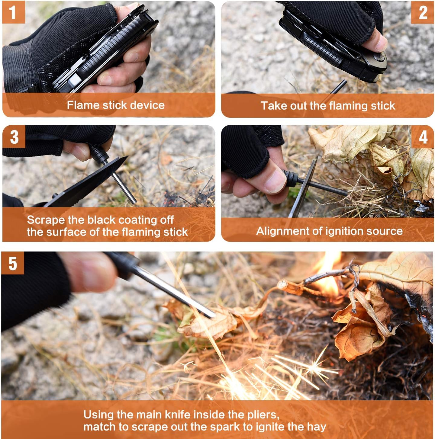 15 in 1 Multitool Pliers, Fire Starter,Whistle,Scissors,Screwdriver, Christmas B