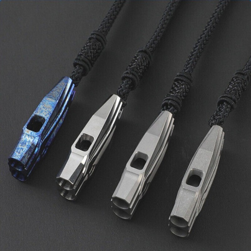 Titanium Alloy Double Tube Whistle 120DB Outdoor Survival EDC SOS High Frequency