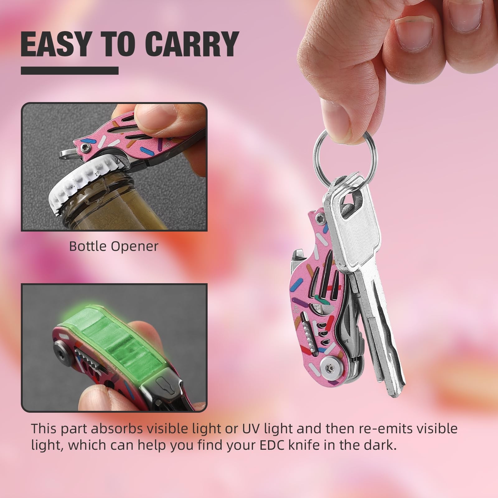 VIRENKNIFE Folding Pocket Utility Knife,Keychain Knife，9 in 1 Multitool，Packa…