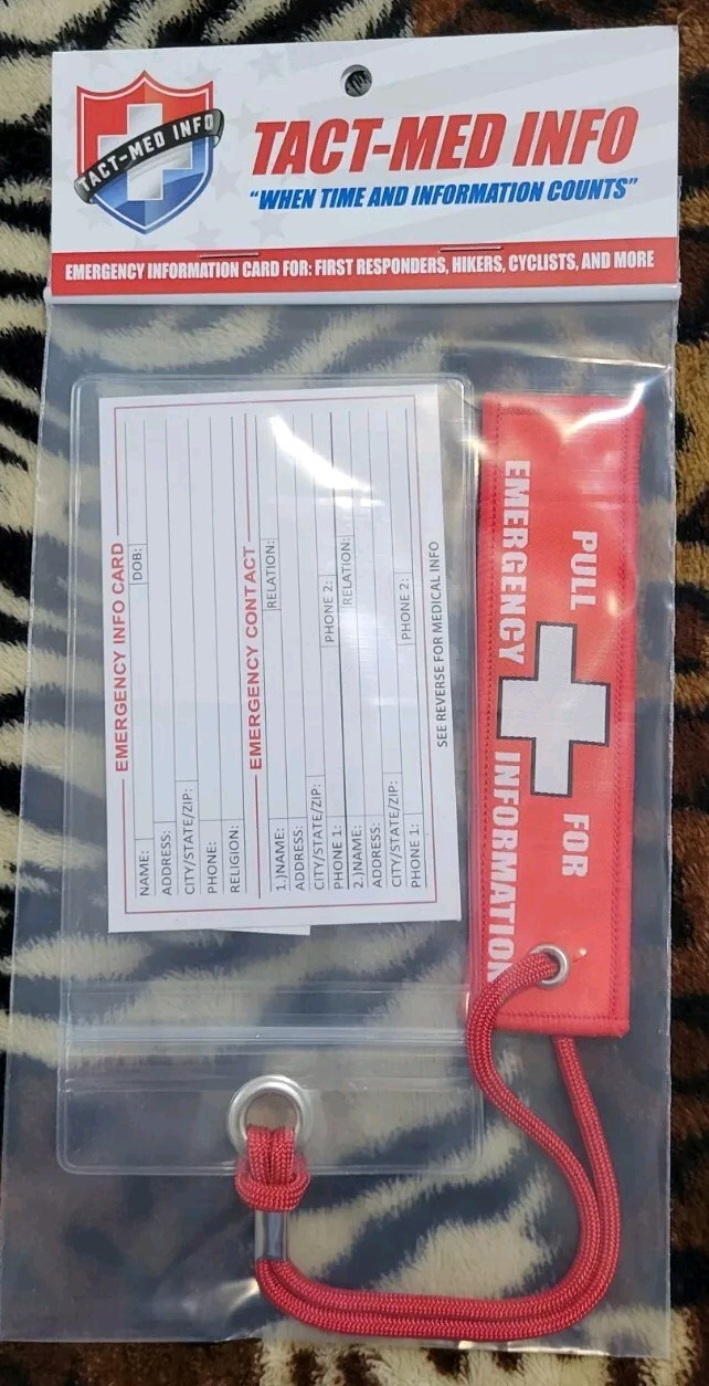 Pocket Size Tact-Med Emergency Info Card