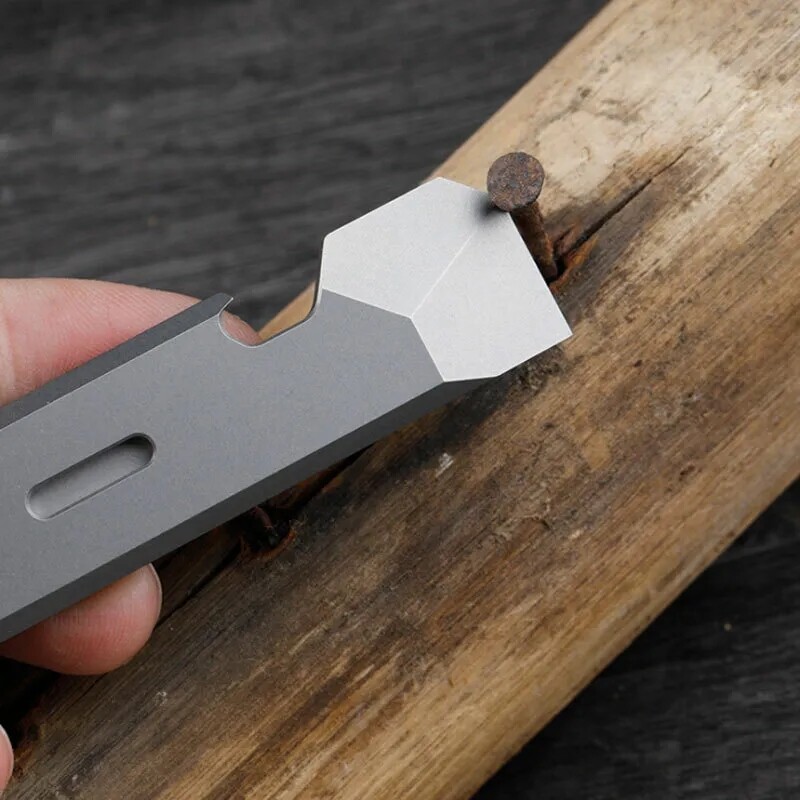 US TC4 Titanium Crowbar Pry Bar Underreach EDC Tool Pocket Bottle Opener Pendant