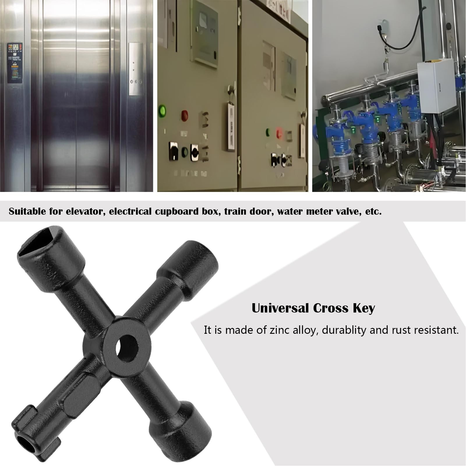 2 PCS 4 Way Cross Key, Zinc Alloy Multifunction Radiator Key Opening Cross Ke…