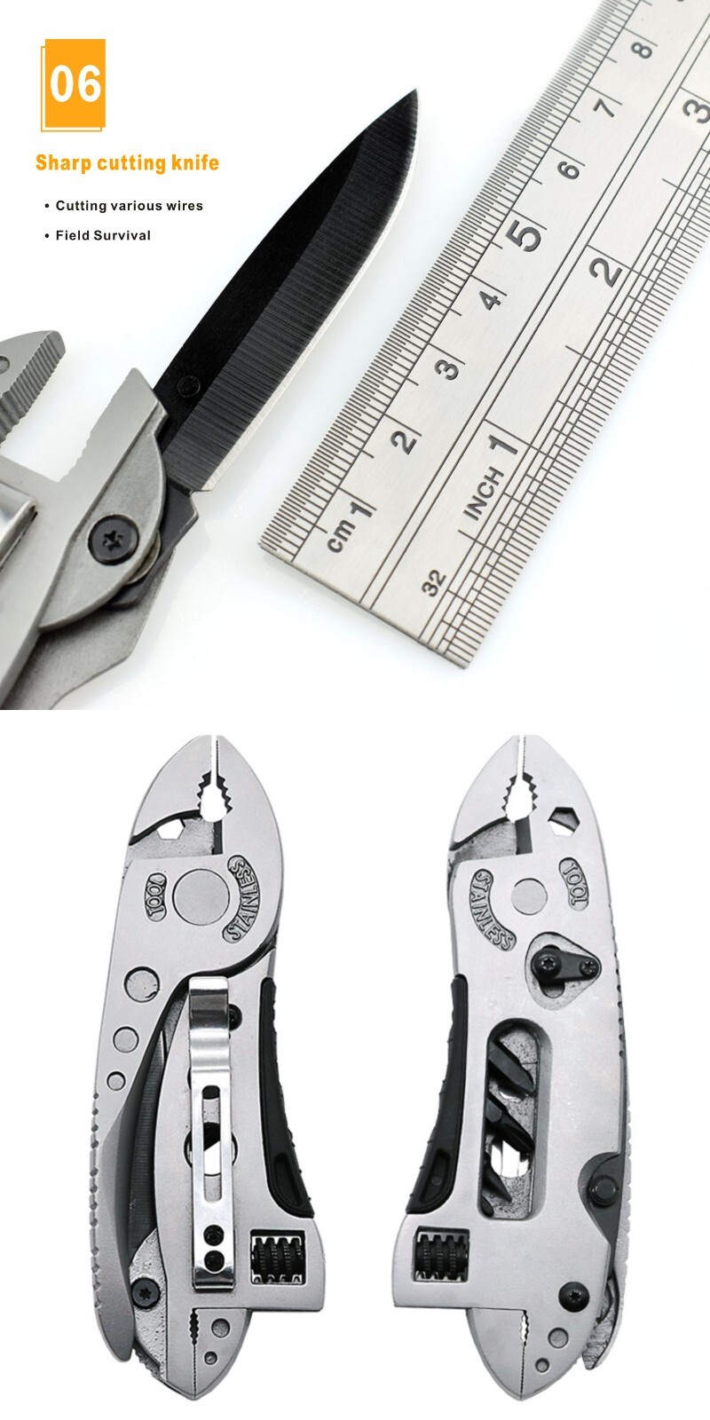 Travel Wrench Multi Tool Bicycle Knife With Screwdriver Pliers Function Purpose