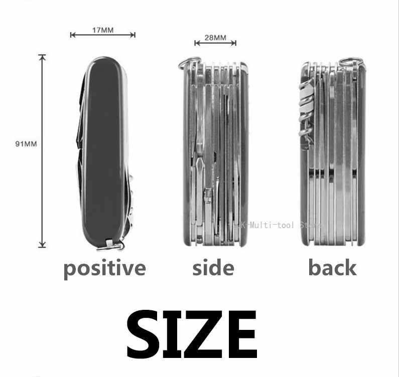 1pc Black 17-In-1 Multi Tool Pocket Knife Stainless Steel Camping Tool – NEW