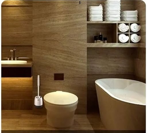 Modern Silicone Toilet Brush, Rubber Toilet Bowl Brush and Holder Set***