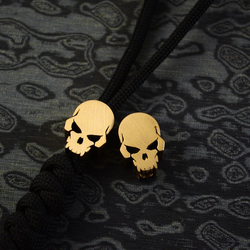 Gold Skull Knife Lanyard Bead Metal EDC Zipper Pull Pendant Charm