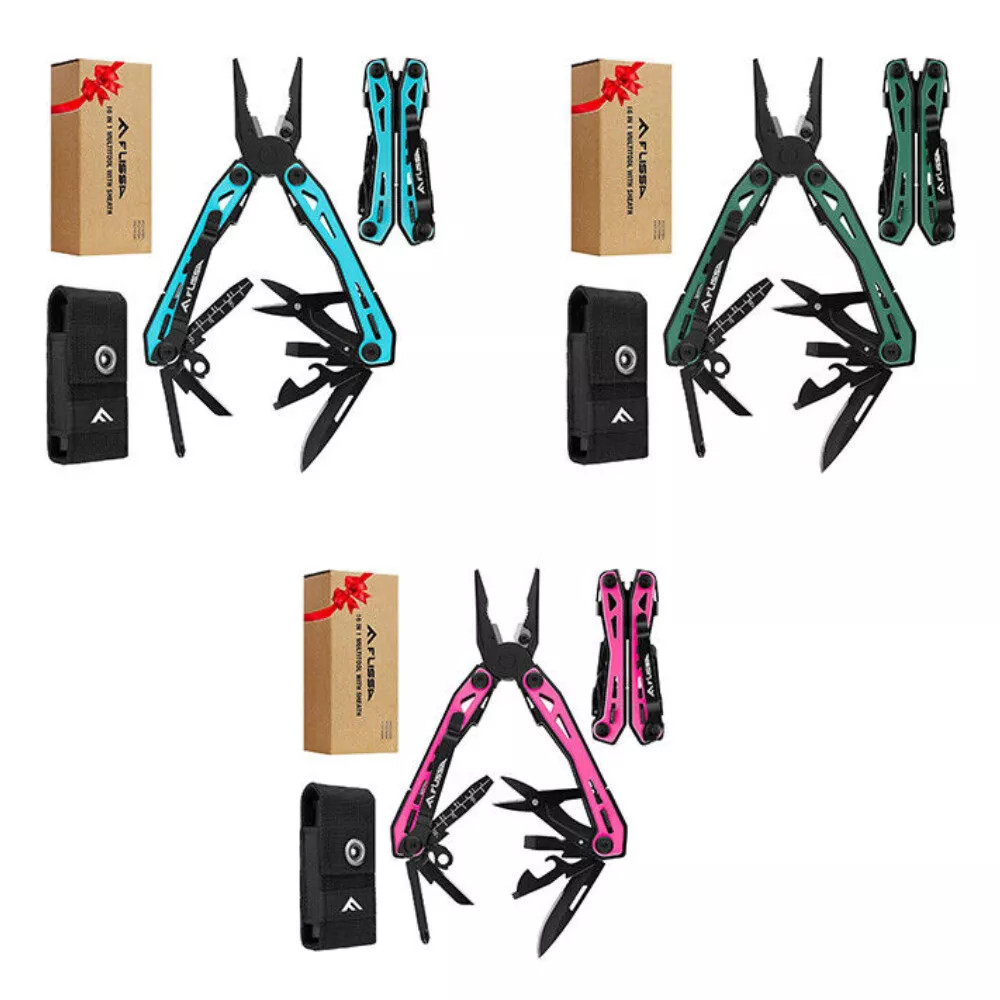 16-in-1 Stainless Steel Multitool Pocket Knife Multi Tool Pliers Green/Pink/Blue