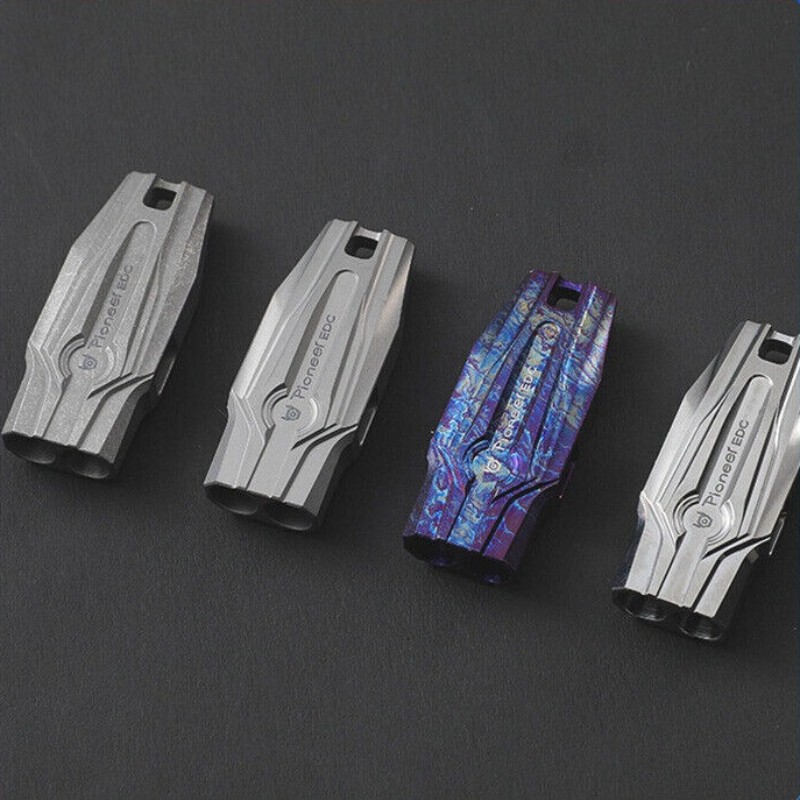 Titanium Alloy Double Tube Whistle 120DB Outdoor Survival EDC SOS High Frequency