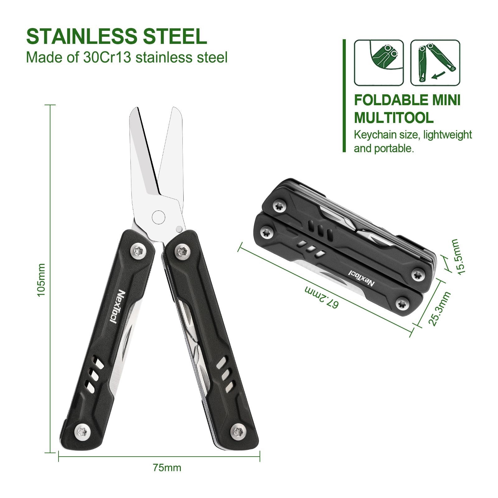 Keychain Multitool, Mini Sailor Scissors, 10 in 1 Mini Multitool with EDC Poc…