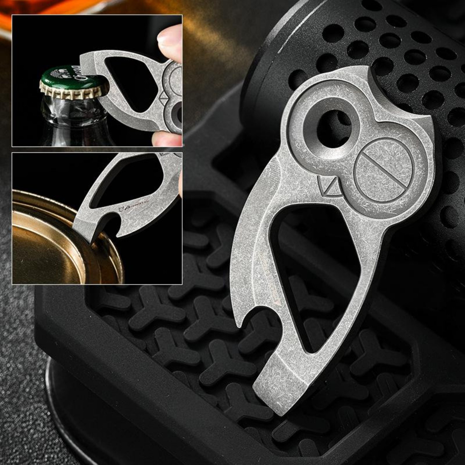 Multi-Tool Keychain Pry Bar Pocket Tool Owl Shape EDC Titanium Alloy