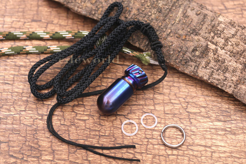 Outdoor Titanium CNC Torpedo Type Waterproof Pill Case Key Chain Container EDC