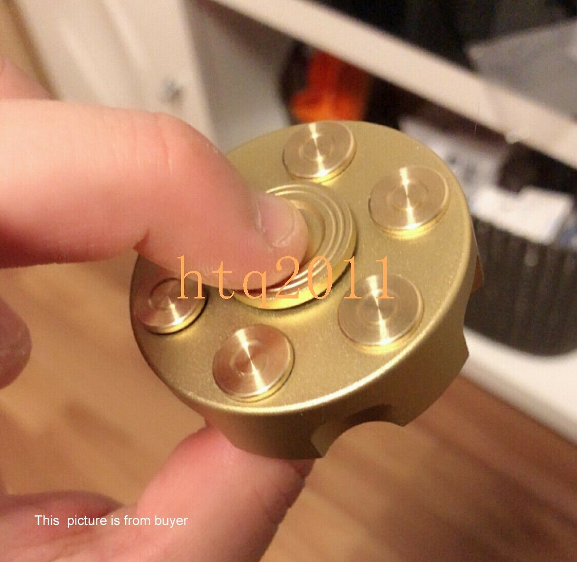 EDC Desk Toy Brass Revolver Bullets Finger Spinner Top Hand Fidget Pocket