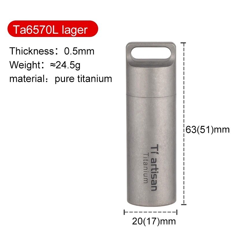Titanium Alloy Waterproof Container Pill Box Travel Survival EDC Tool Keychain