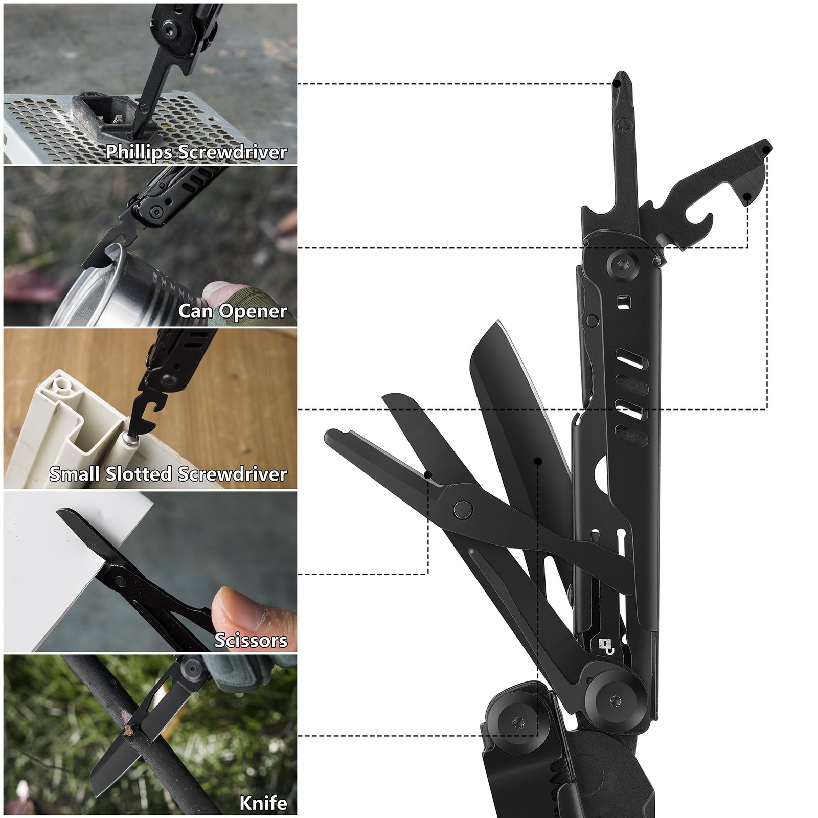 15-in-1 Multi-tool Pliers with Sheath, Portable Pocket Knife with Safety Lock…
