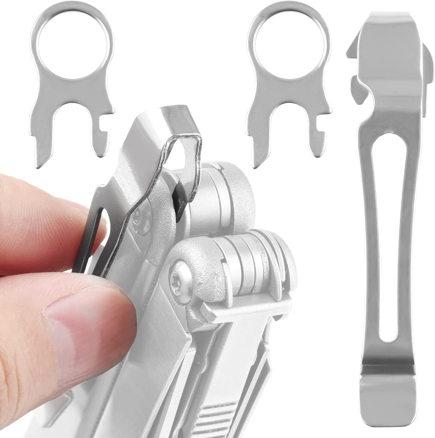 [2-Pack] 2 Quick Release Pocket Clips + 2 Lanyard Rings Compatible with Leatherm