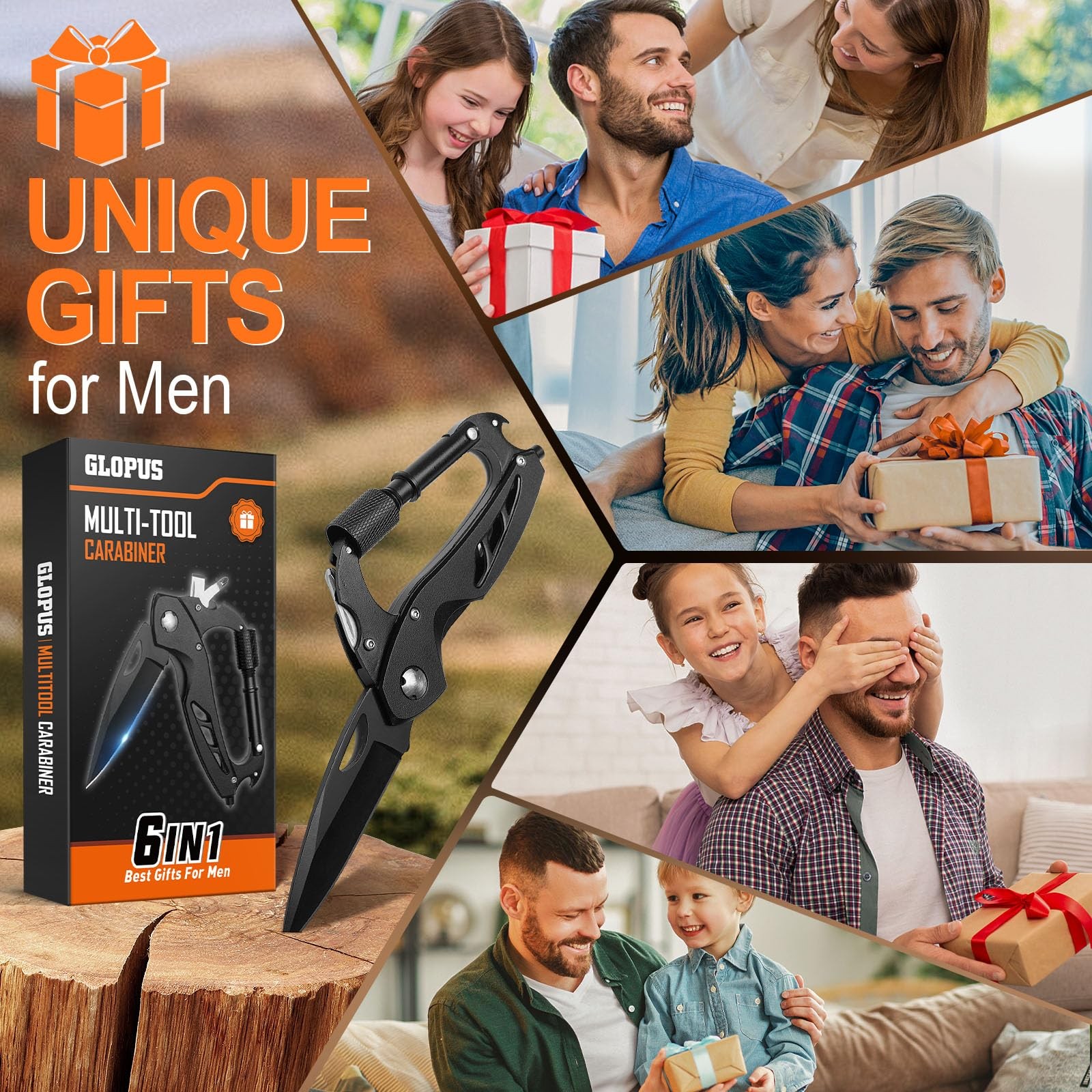 Multitool Carabiner with Pocket Knife, Birthday Gifts for Men Him Boyfriend, …