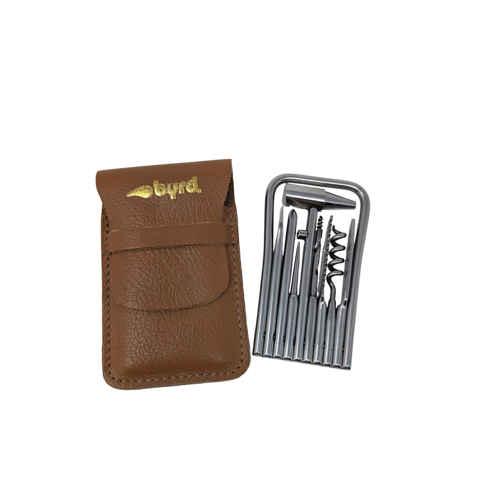 Byrd Stainless Steel Multi-Tool Leather Pouch Vintage EDC Camping Utility