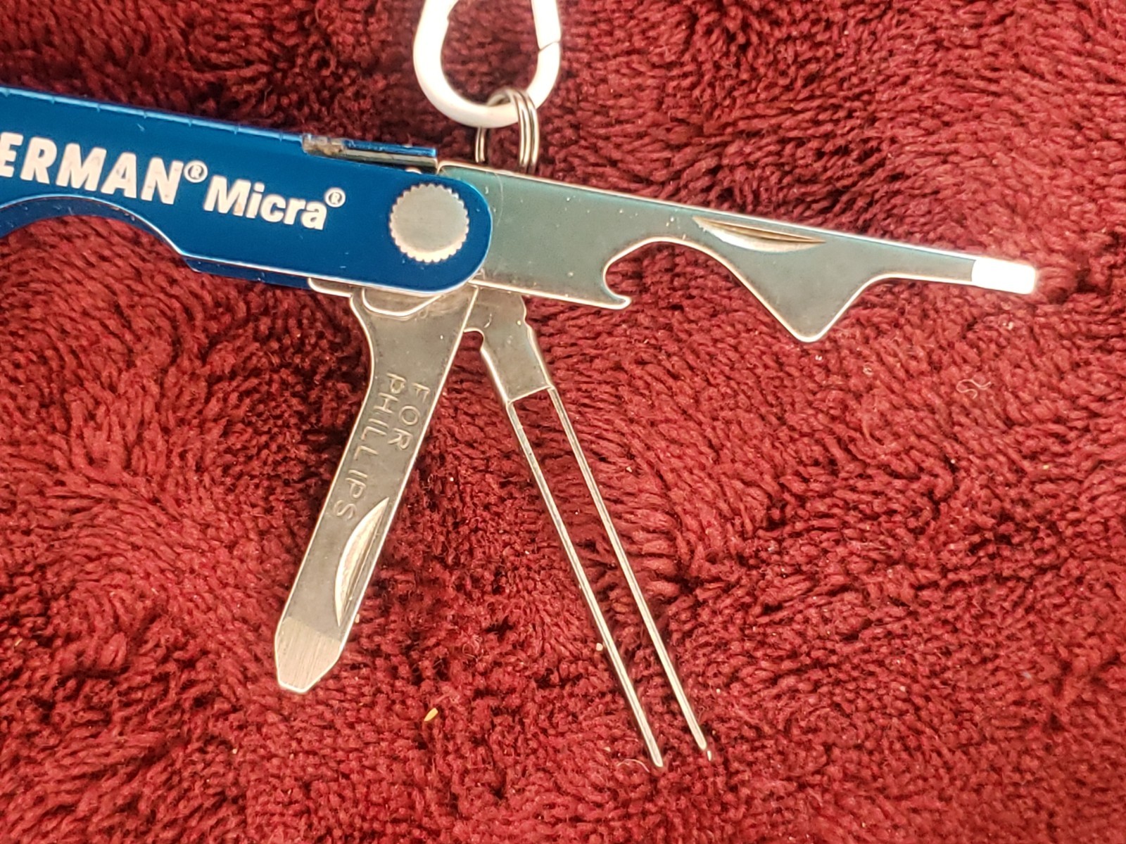 Leatherman Micra Red Blue Multitool White claw keychain 0121 date code
