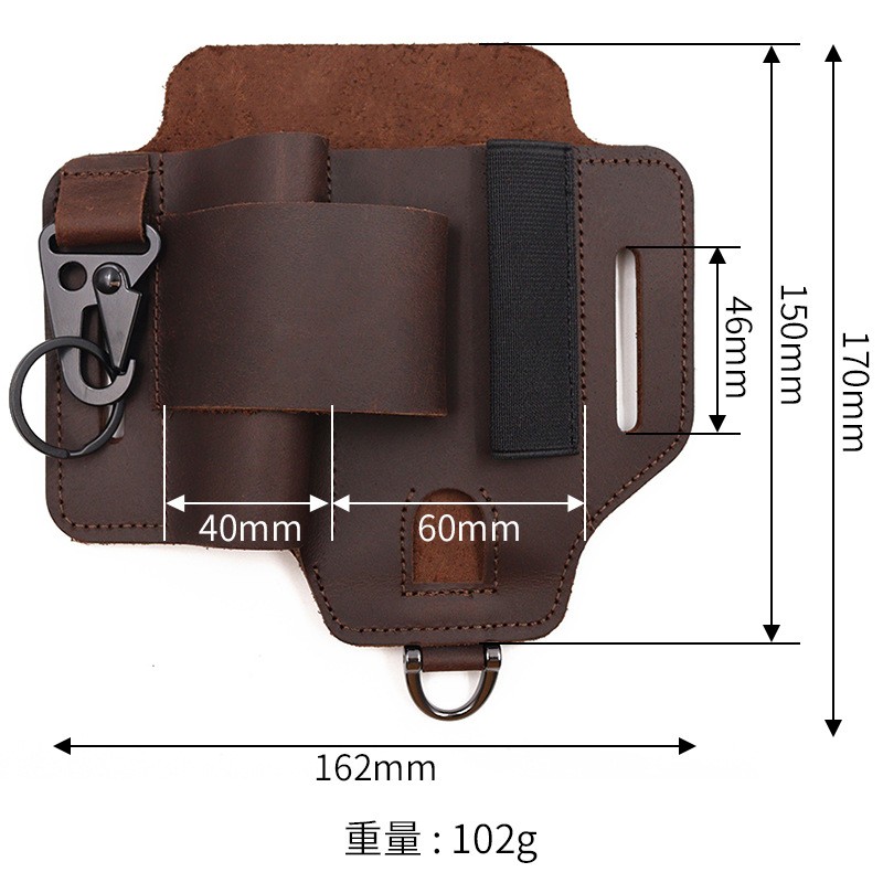 Multifunction Leather EDC Pouch, Outdoor Survival Belt Sheath for Tools & Knives