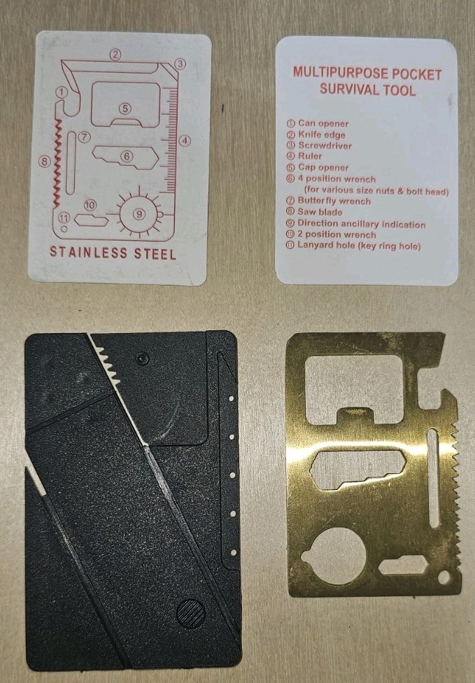 Credit Card Knife And Wallet 11 In 1 Multitool – Black Knife, Gold Multitool Too