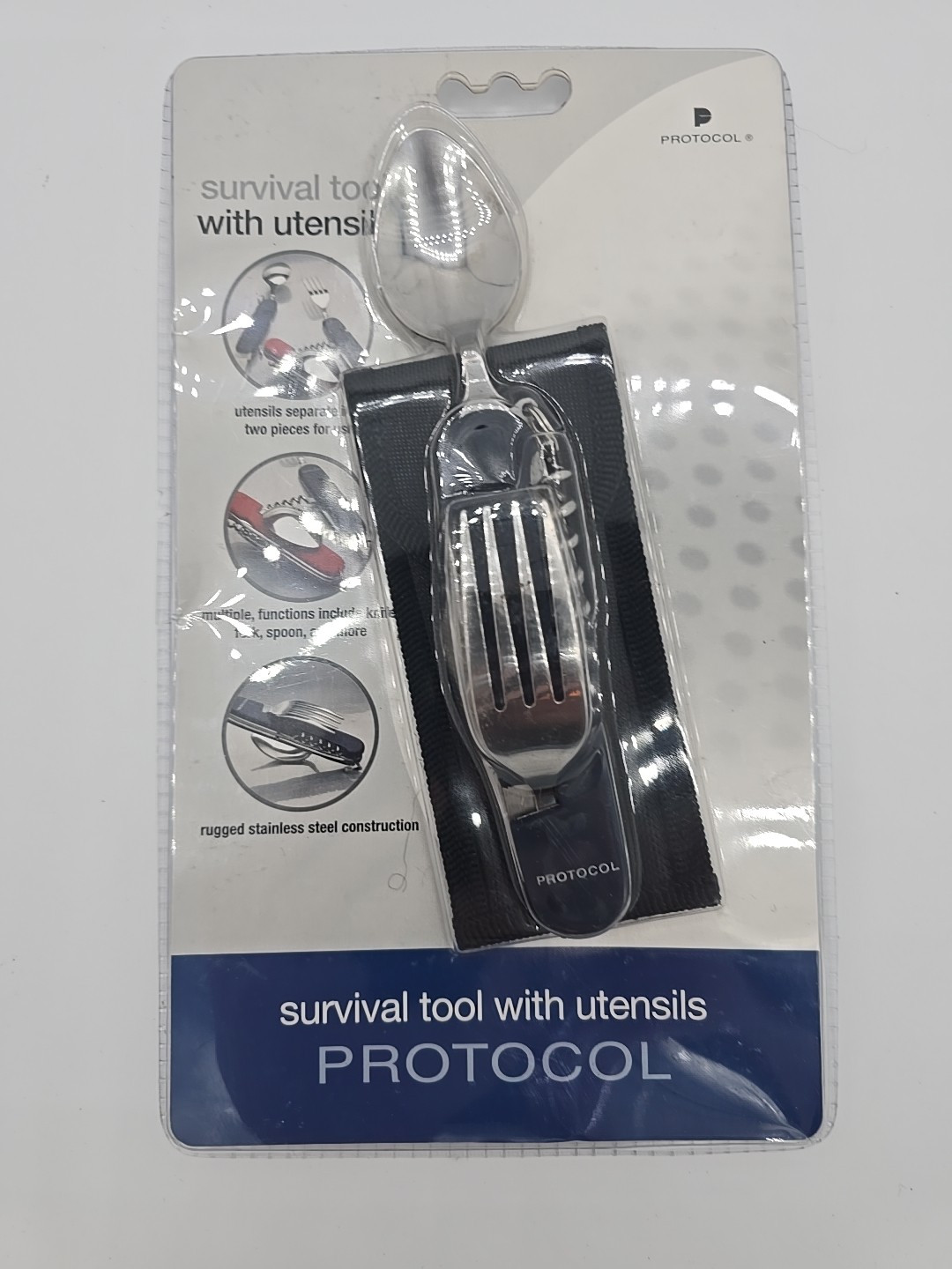 Protocol Survival Multi Tool with Utensils That Separate for Use, New In Package