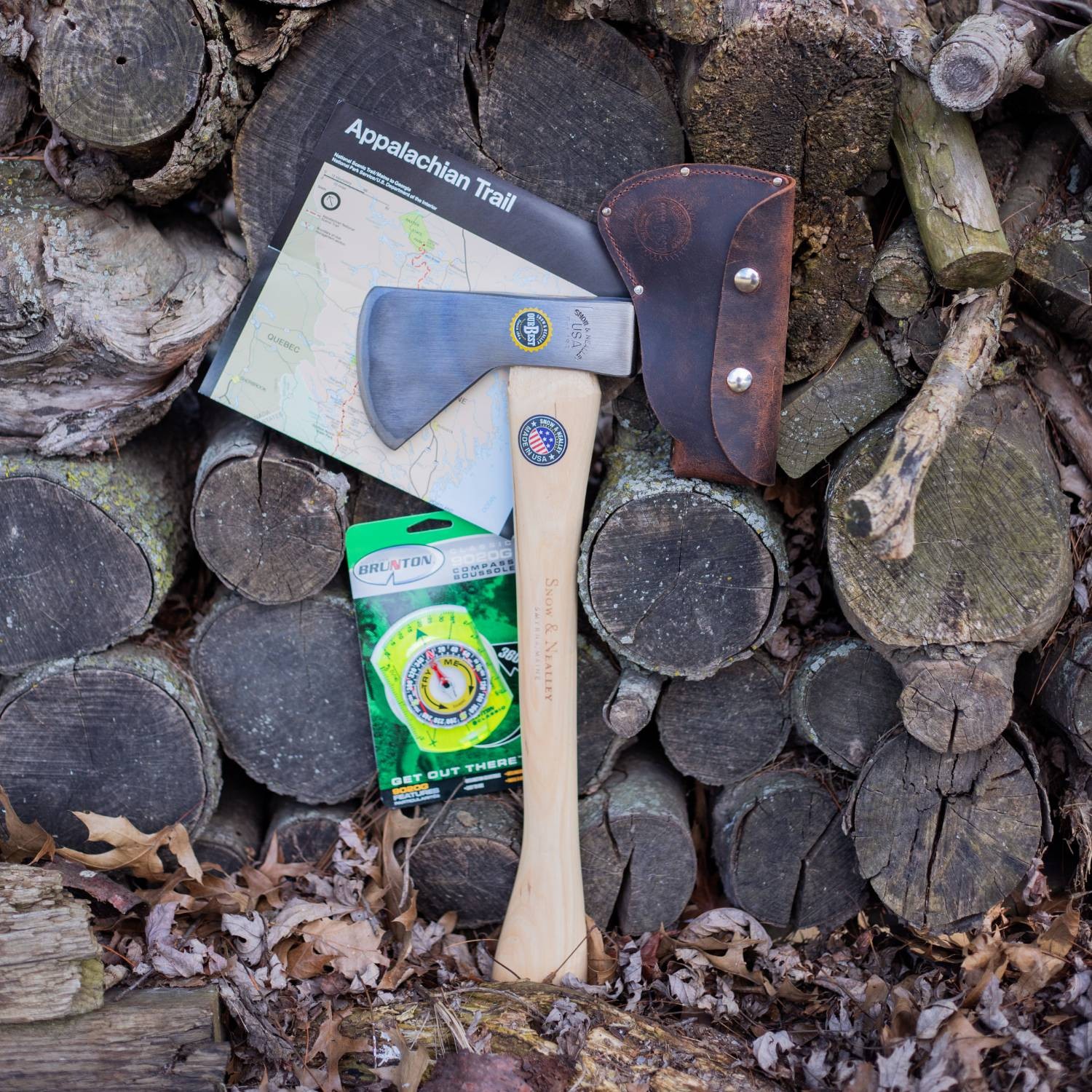 Snow & Nealley Camper Penobscot Bay Axe Boxed Gift Set, Sheath, Compass, and Map