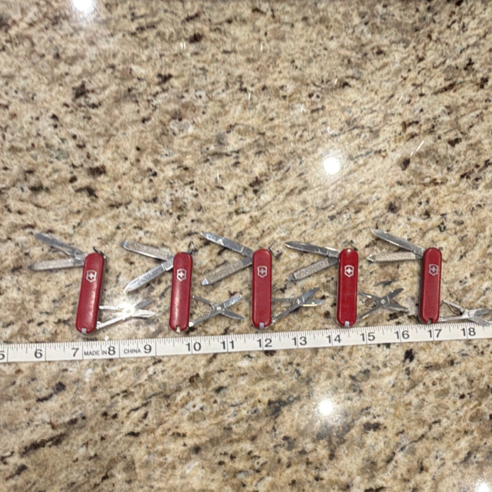 Victorinox Multi-Tool Red Stainless Steel Knife Scissors File Lot of 5