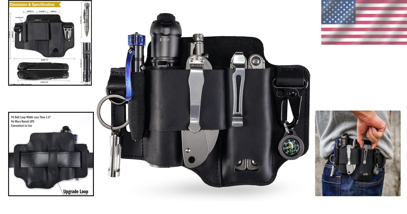 Leather Multitool Sheath EDC Belt Organizer for Leatherman Tools