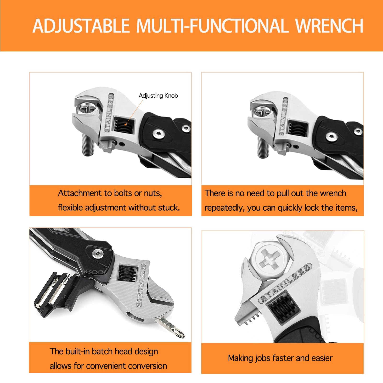 14-in-1 Adjustable Wrench Multitool EDC, Compact Multi Tool with Pliers, Knif…