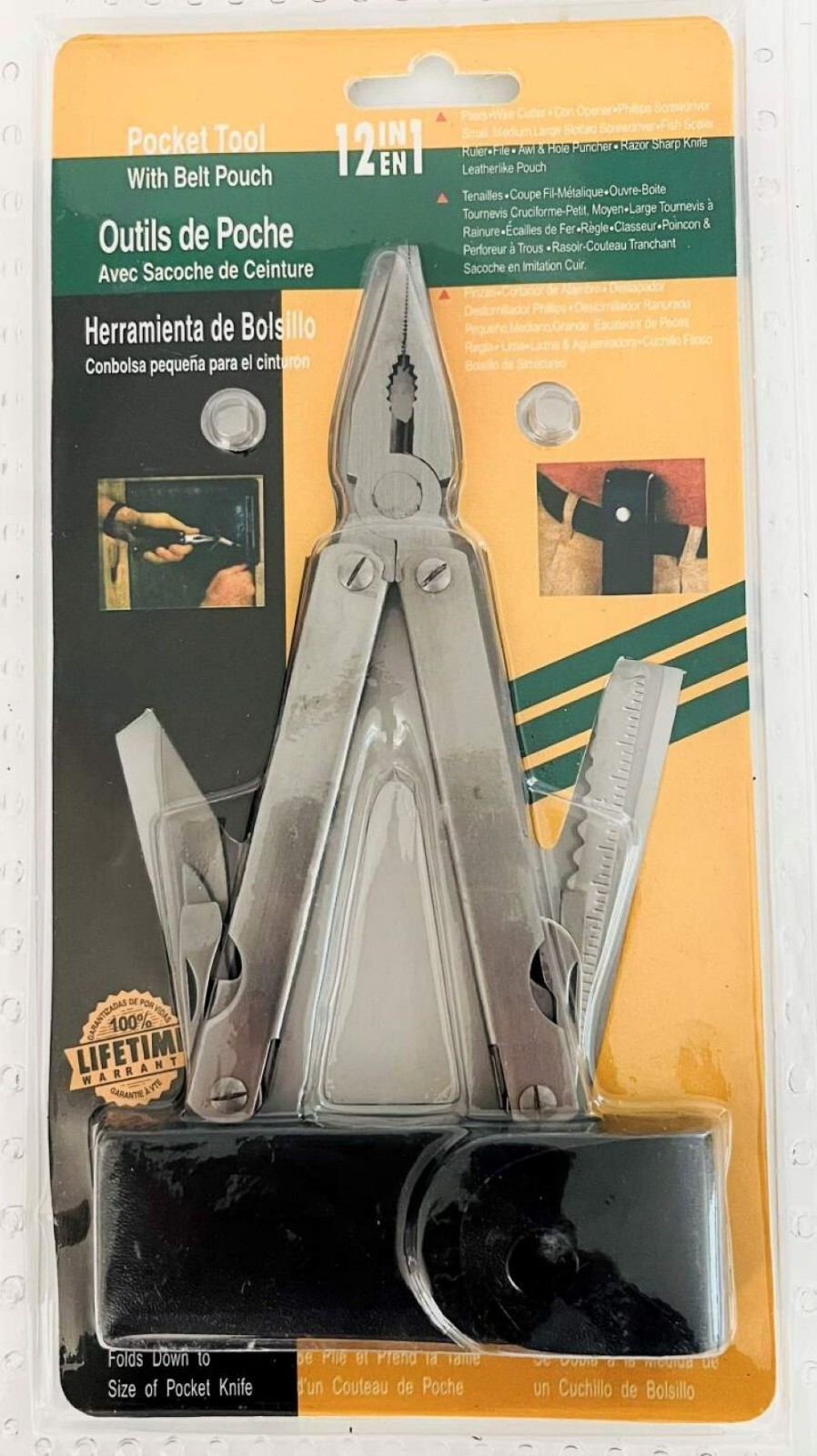 Lot of 2 Pocket Multi-tool Knife 12-in-1 Multi Tool Pliers Pocket Knife W/Sheath
