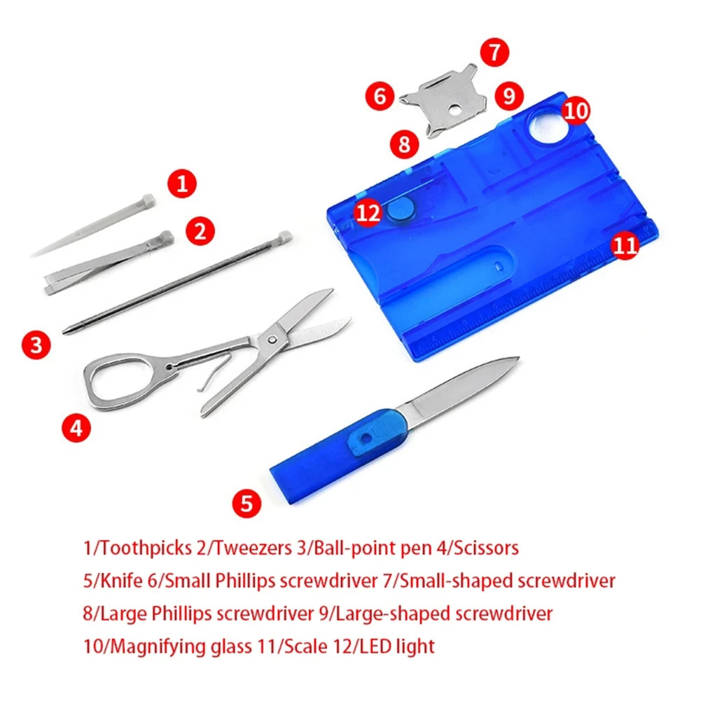 12-in-1 EDC Multitool Survival Tool with Knife Scissors Screwdriver Pocket Card