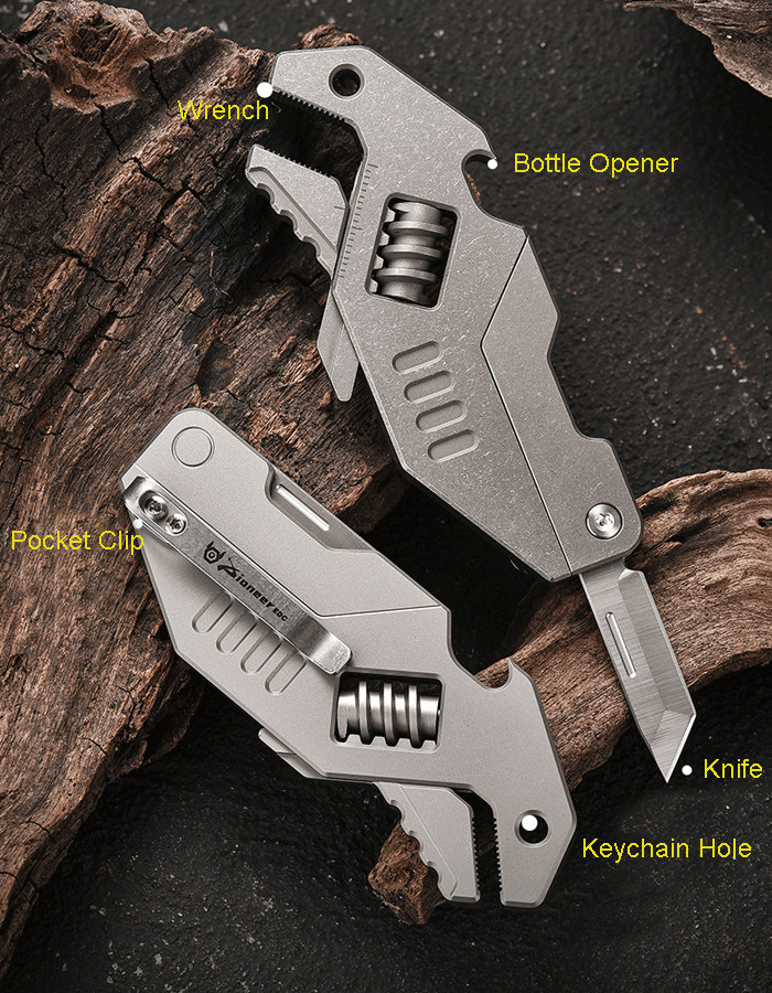 EDC Titanium Alloy Multi Tools Adjustable Wrench Pocket Folding Knife Keychain