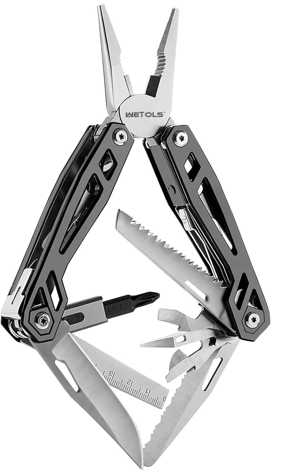 21-in-1 Multi-Tool WETOLS Stainless Steel Bit Set & Sheath Camping Emergency EDC