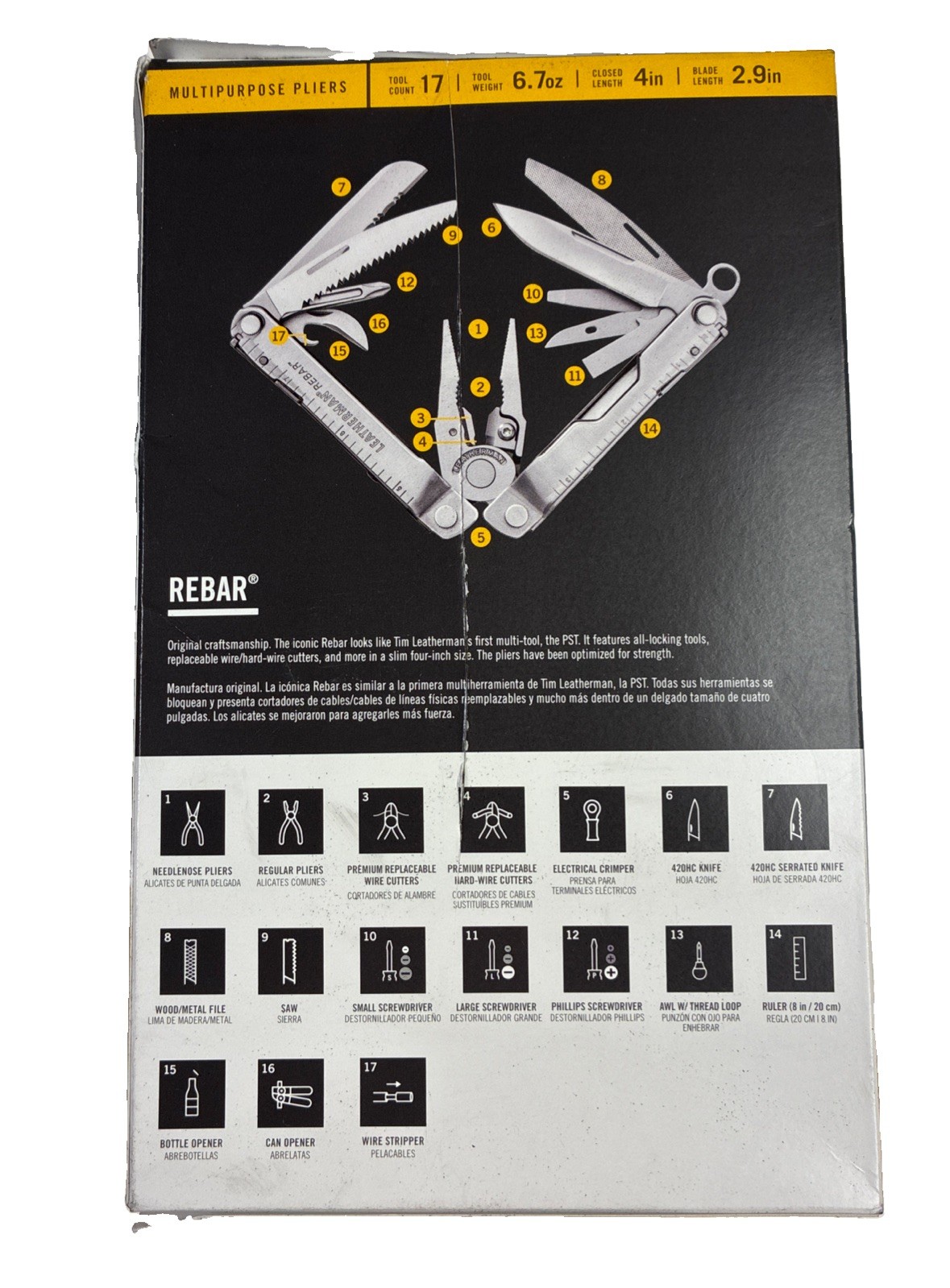 LEATHERMAN Rebar 17-in-1 Multitool W/ Premium Replaceable Wire Cutters & Saw