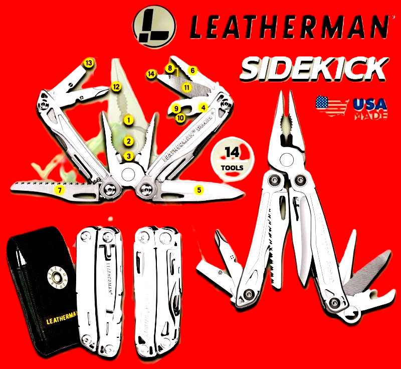 LEATHERMAN SIDEKICK – STAINLESS – MULTIPURPOSE PLIERS – 14 TOOLS – BrandNew 2025
