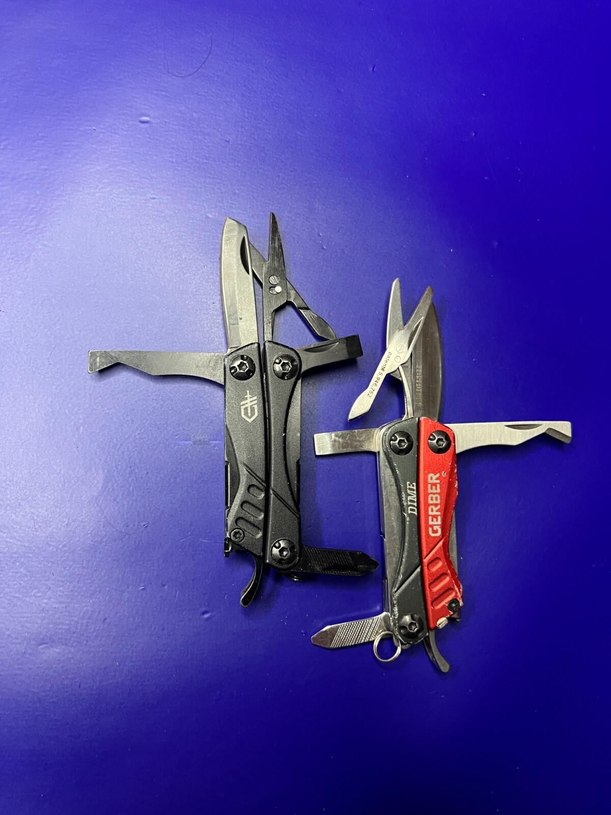 Lot of 2 Gerber Dime Multi-Tools Small Keychain Pliers Knife File Scissors