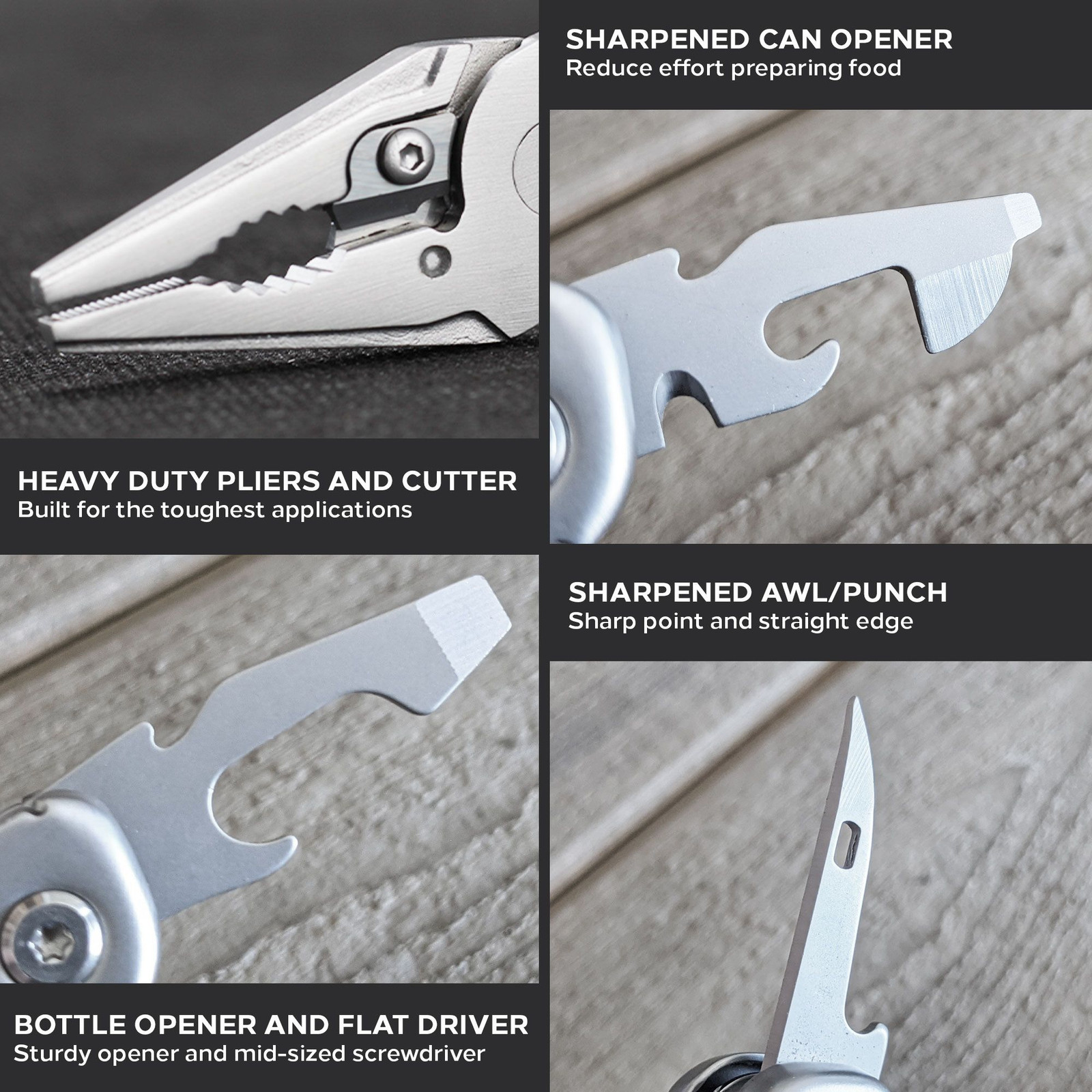 Heavy Duty Multitool | Military Grade Stainless Steel Frame; Deep Profile Blade