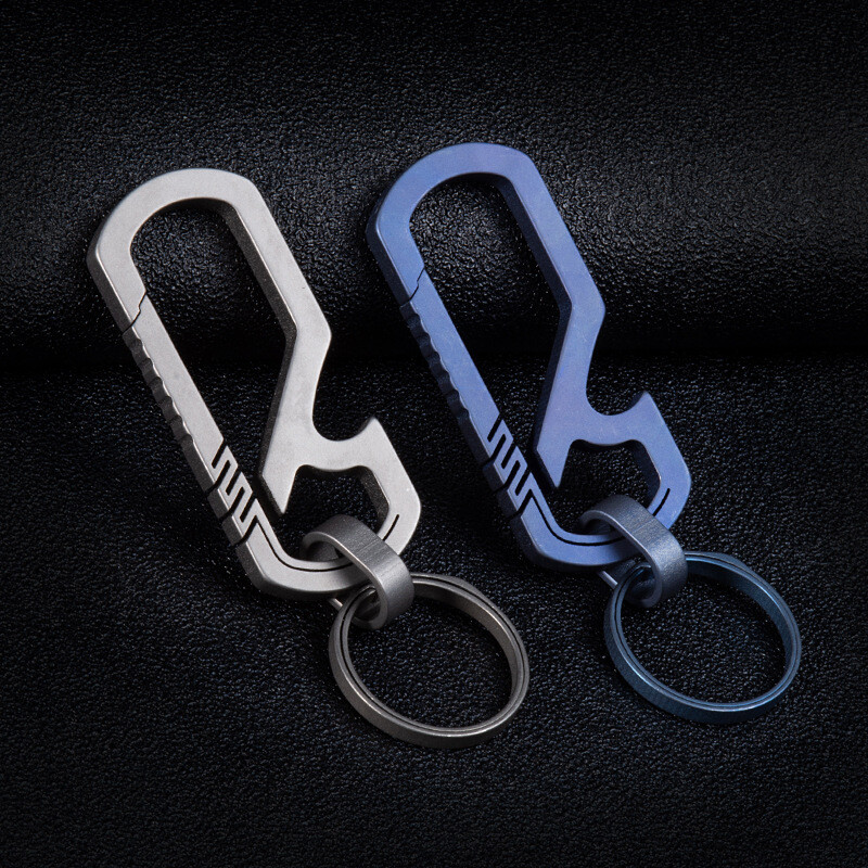 Titanium Keychain Bottle Opener Carabiner Key Ring Outdoor Travel EDC Multi Tool