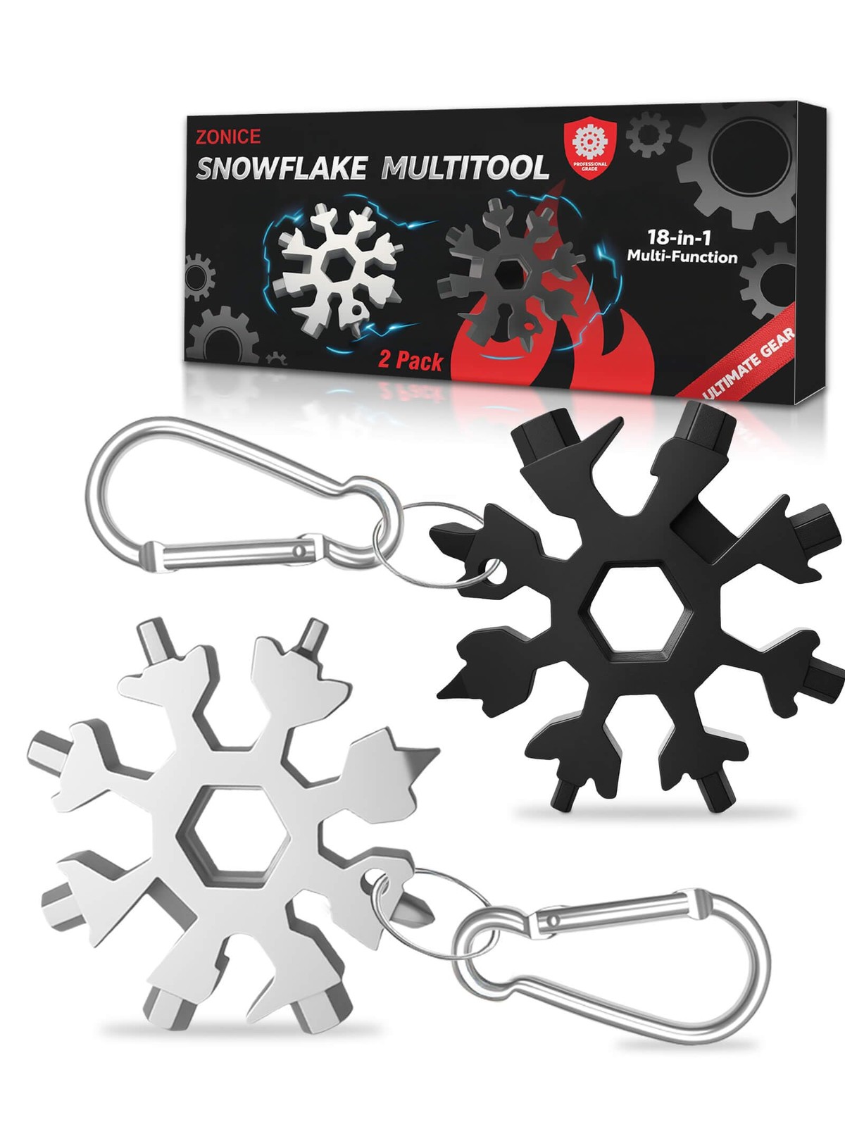 18-in-1 Snowflake Multi Tool – Stainless Steel with Bottle Opener & Wrench,Co…