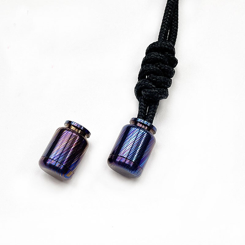 Hot Timascus Parachute Cord Knife Bead Necklace Keychain Pendant Lanyard EDC