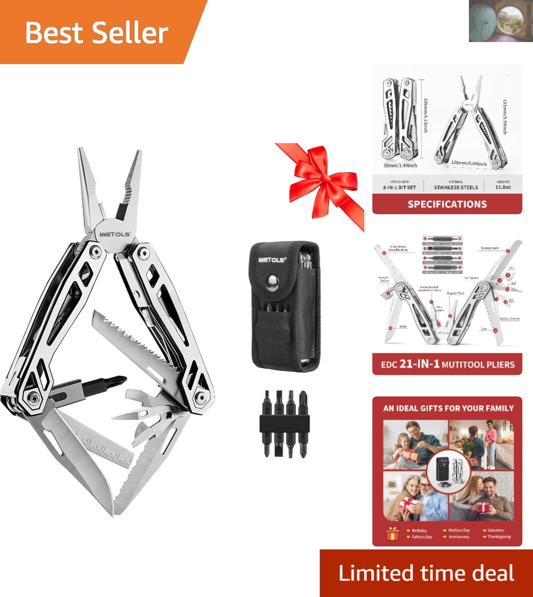 21-in-1 Stainless Steel Multitool with Pocket Knife – Perfect Father’s Day Gift