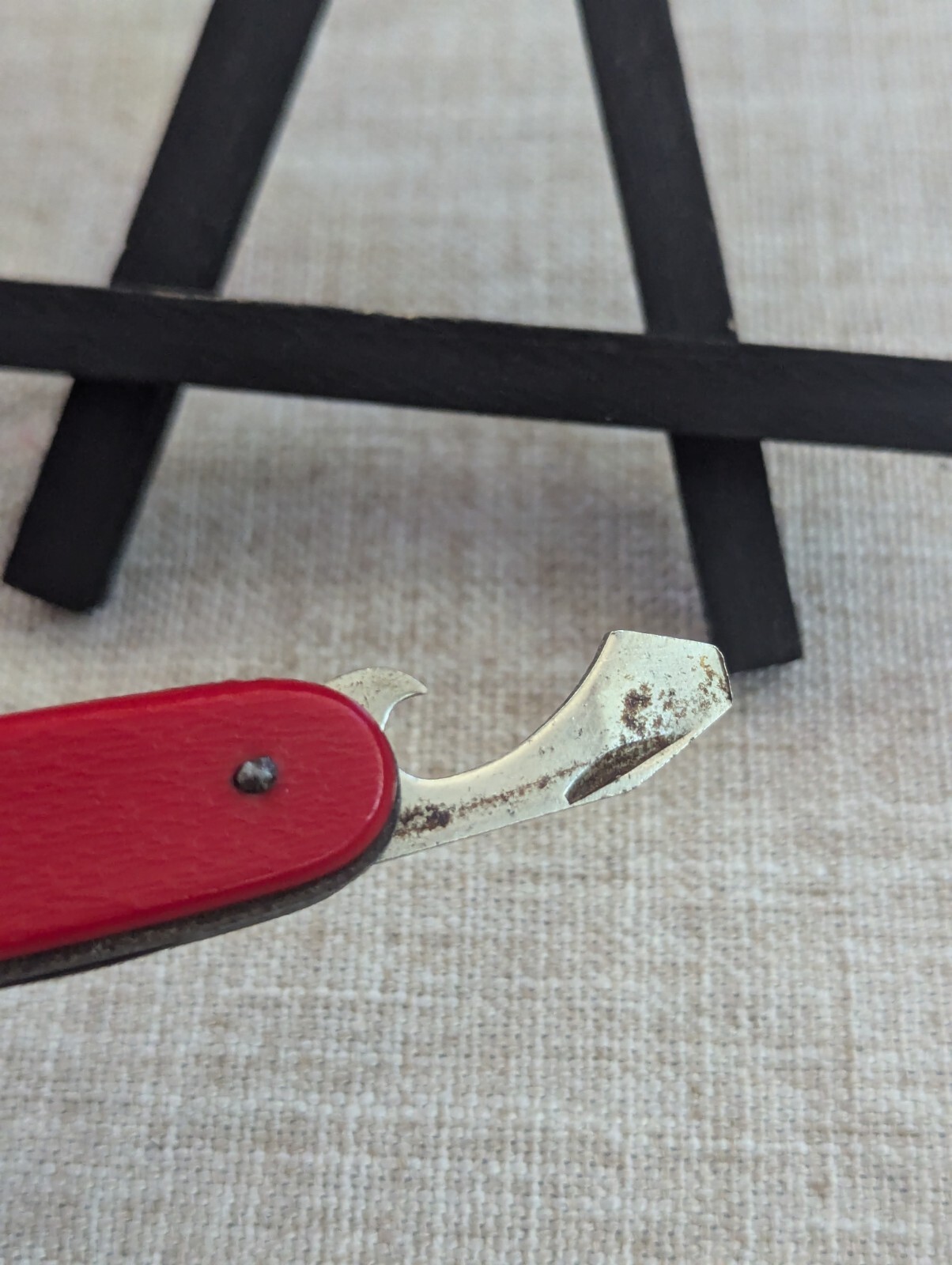 Vintage German 3-Tool Multitool Pocket Knife Carbon Steel Red 3.5″ Plastic Scale