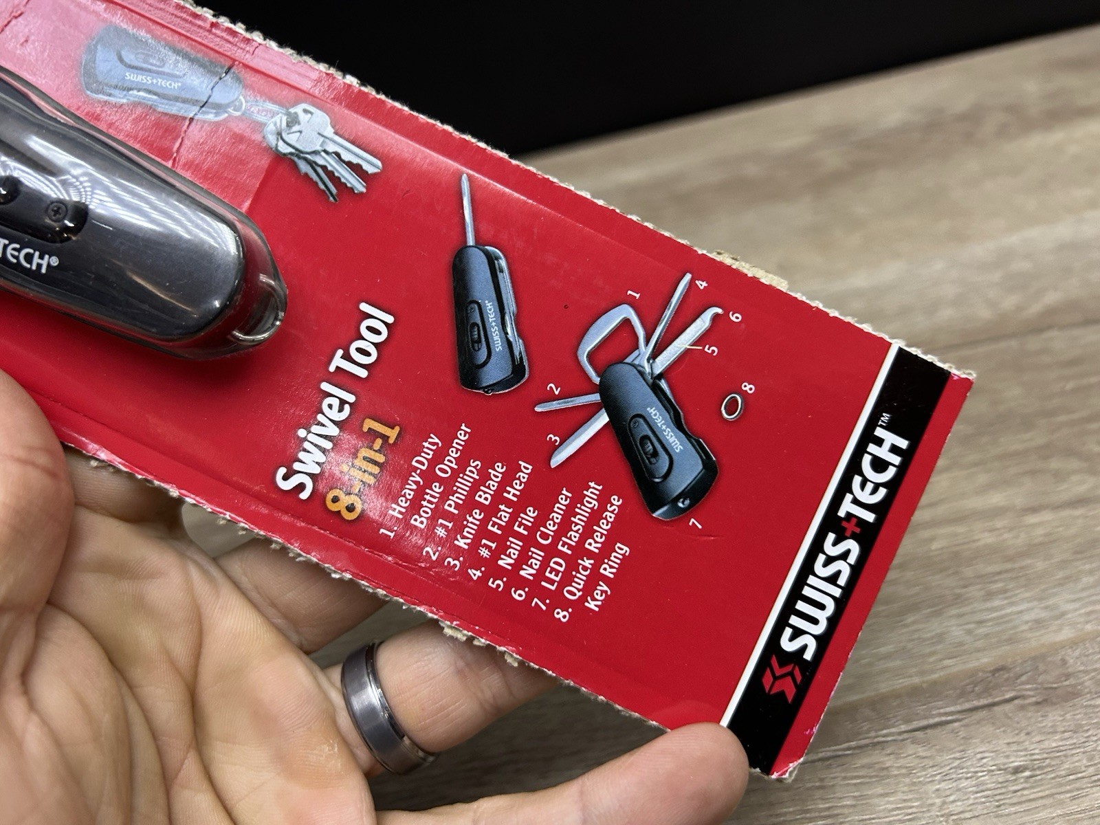 Swiss+Tech 8 in 1 Swivel Tool, Mini Folding, Knife, Screwdrivers, Bottle Opener
