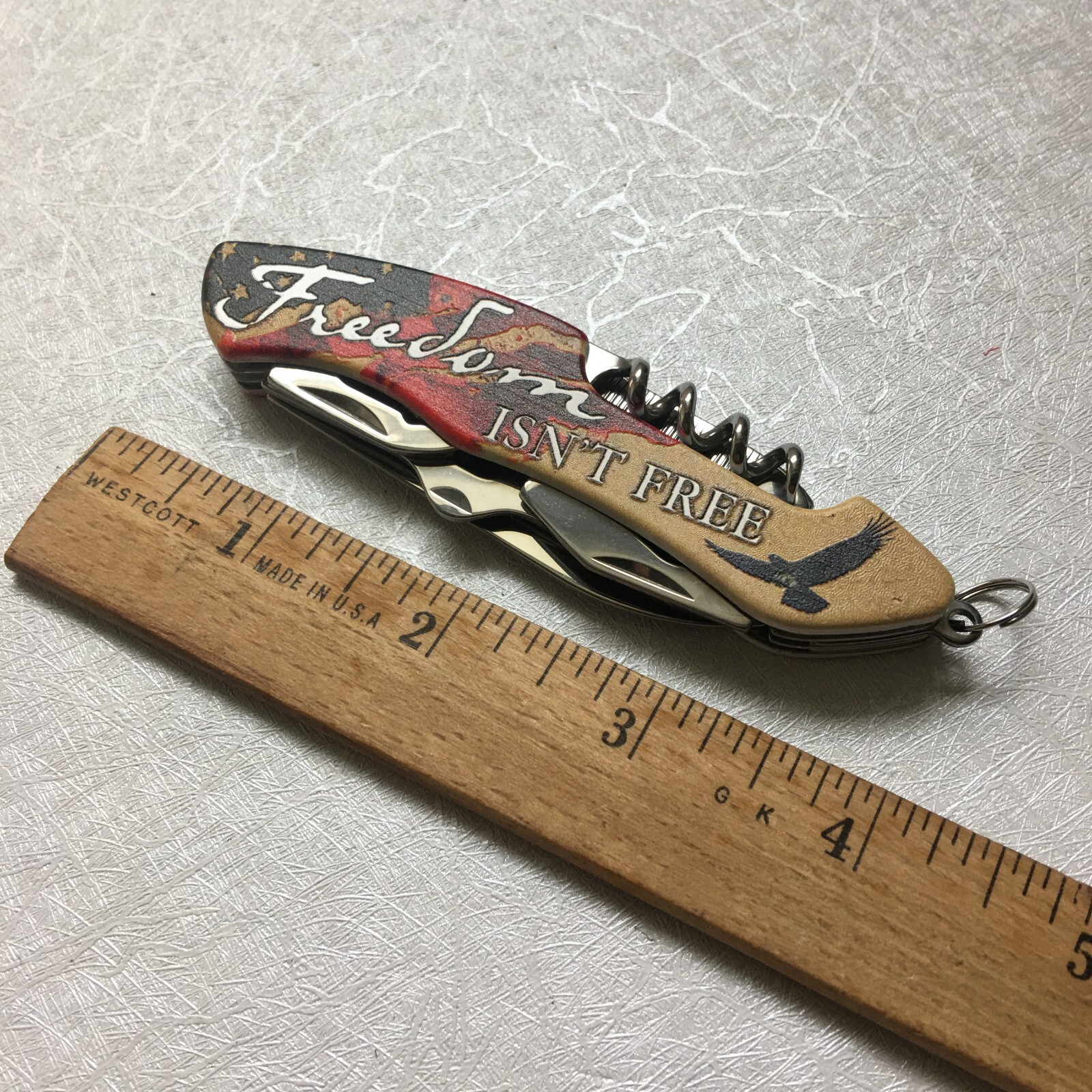 Vintage American Mint Patriotism Pocket Knife Multi-Tool “Freedom Isn’t Free”