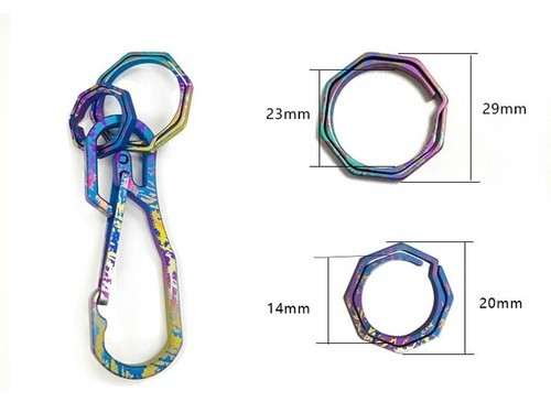 Titanium Alloy Keychain Carabiner w Ring Outdoor EDC Waist Hanging Buckle Tool