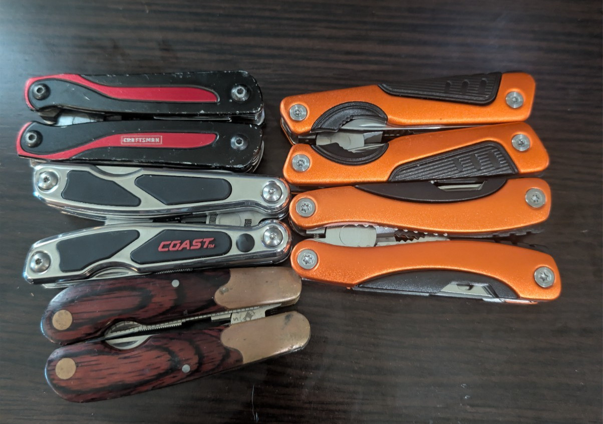 Lot of 5 Multi Tools Craftsman COAST Husky Pliers Knife Saw Screwdriver EDC