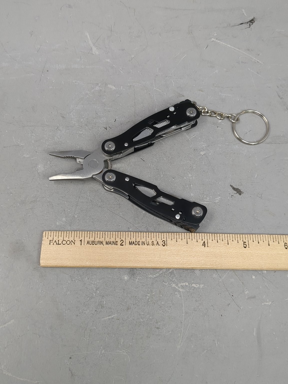 Multi-Tool Keychain with Pliers Black Stainless Steel Camping Hiking and Pouch