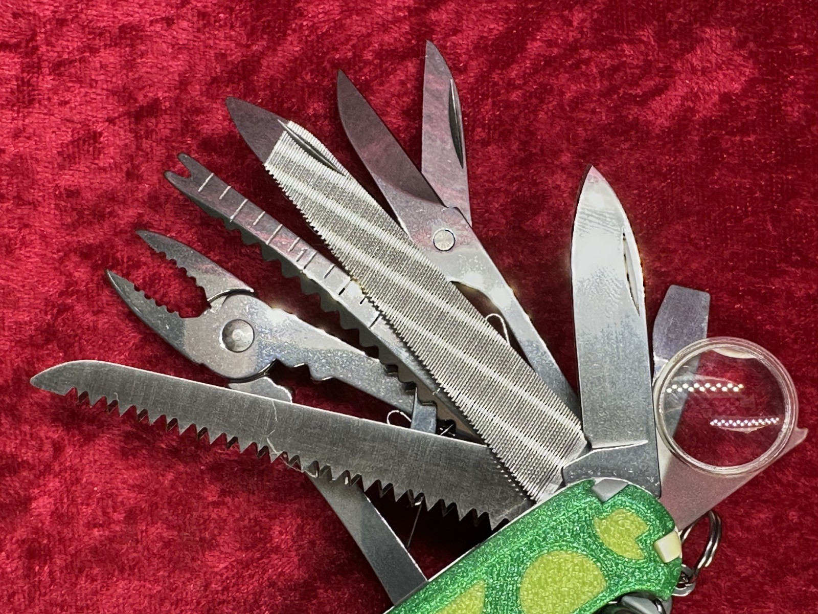 Victorinox SwissChamp Custom Green w/Yellow Dots Scales Swiss Army Knife (692)